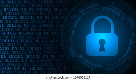 Safety concept, Closed Padlock on digital background, cyber security, Blue abstract hi speed internet technology background illustration. key vector