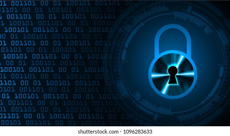 Safety concept, Closed Padlock on digital background, cyber security, Blue abstract hi speed internet technology background illustration. key vector