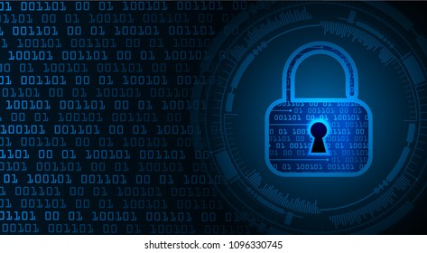 Safety concept, Closed Padlock on digital background, cyber security, Blue abstract hi speed internet technology background illustration. key vector