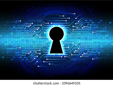 Safety concept, Closed Padlock on digital background, cyber security, Blue abstract hi speed internet technology background illustration. key vector