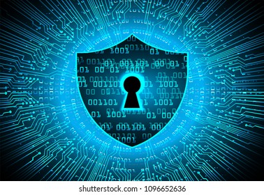 Safety concept, Closed Padlock on digital background, cyber security, Blue abstract hi speed internet technology background illustration. key vector