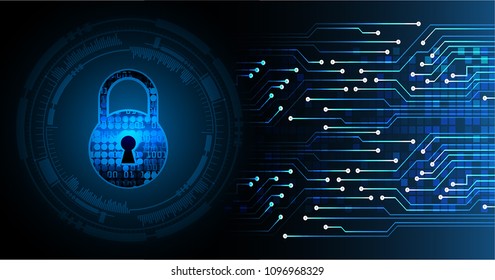 Safety concept, Closed Padlock on digital background, cyber security, Blue abstract hi speed internet technology background illustration. key vector