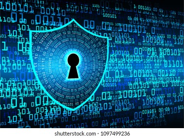 Safety concept, Closed Padlock on digital background, cyber security, Blue abstract hi speed internet technology background illustration. key vector