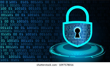 Safety concept, Closed Padlock on digital background, cyber security, Blue abstract hi speed internet technology background illustration. key vector