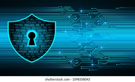 Safety concept, Closed Padlock on digital background, cyber security, Blue abstract hi speed internet technology background illustration. key vector