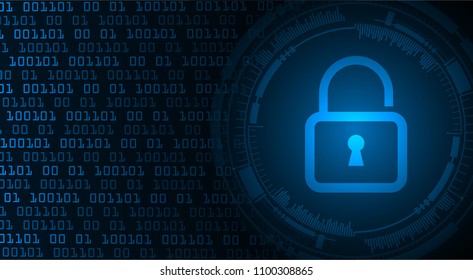 Safety concept, Closed Padlock on digital background, cyber security, Blue abstract hi speed internet technology background illustration. key vector