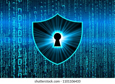 Safety concept, Closed Padlock on digital background, cyber security, Blue abstract hi speed internet technology background illustration. key vector