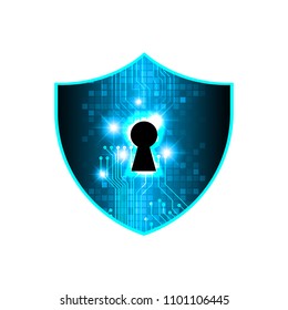 Safety concept, Closed Padlock on digital background, cyber security, Blue abstract hi speed internet technology background illustration. key vector
