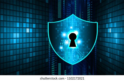Safety concept, Closed Padlock on digital background, cyber security, Blue abstract hi speed internet technology background illustration. key vector