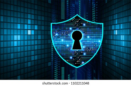 Safety concept, Closed Padlock on digital background, cyber security, Blue abstract hi speed internet technology background illustration. key vector