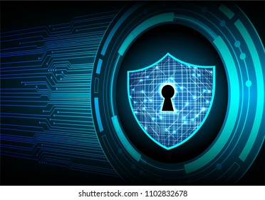 Safety concept, Closed Padlock on digital background, cyber security, Blue abstract hi speed internet technology background illustration. key vector