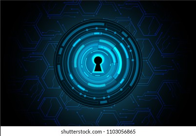 Safety concept, Closed Padlock on digital background, cyber security, Blue abstract hi speed internet technology background illustration. key vector