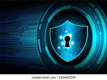 Safety concept, Closed Padlock on digital background, cyber security, Blue abstract hi speed internet technology background illustration. key vector