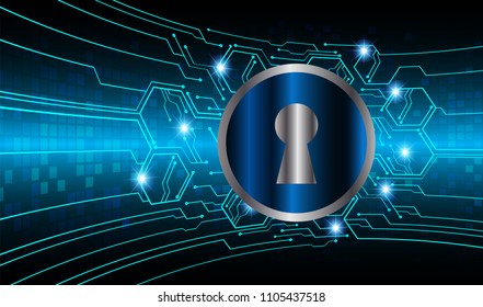 Safety concept, Closed Padlock on digital background, cyber security, Blue abstract hi speed internet technology background illustration. key vector