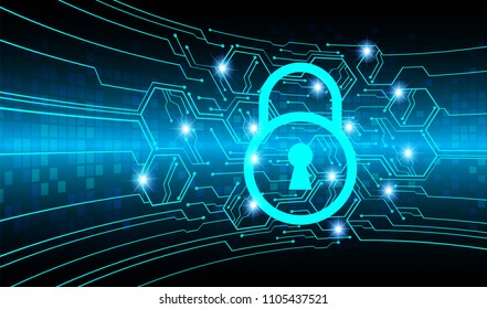 Safety concept, Closed Padlock on digital background, cyber security, Blue abstract hi speed internet technology background illustration. key vector