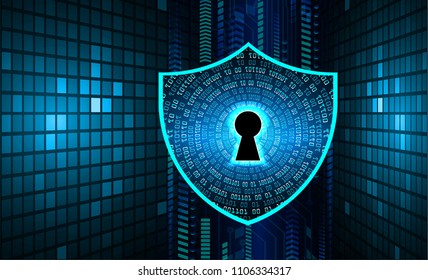 Safety concept, Closed Padlock on digital background, cyber security, Blue abstract hi speed internet technology background illustration. key vector