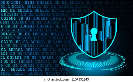 Safety concept, Closed Padlock on digital background, cyber security, Blue abstract hi speed internet technology background illustration. key vector