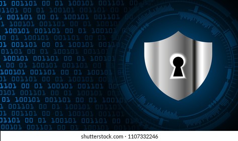 Safety concept, Closed Padlock on digital background, cyber security, Blue abstract hi speed internet technology background illustration. key vector