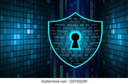 Safety concept, Closed Padlock on digital background, cyber security, Blue abstract hi speed internet technology background illustration. key vector