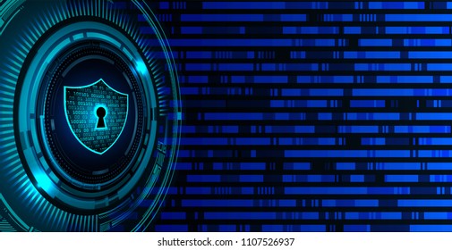 Safety concept, Closed Padlock on digital background, cyber security, Blue abstract hi speed internet technology background illustration. key vector