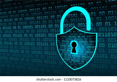 Safety concept, Closed Padlock on digital background, cyber security, Blue abstract hi speed internet technology background illustration. key vector