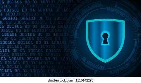 Safety concept, Closed Padlock on digital background, cyber security, Blue abstract hi speed internet technology background illustration. key vector