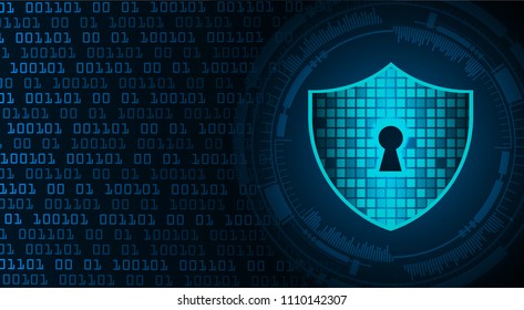 Safety concept, Closed Padlock on digital background, cyber security, Blue abstract hi speed internet technology background illustration. key vector