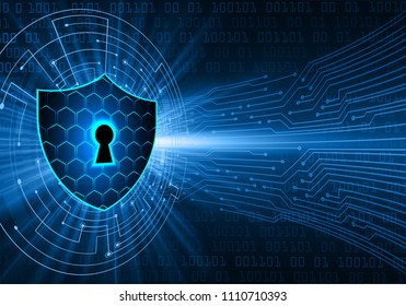 Safety concept, Closed Padlock on digital background, cyber security, Blue abstract hi speed internet technology background illustration. key vector