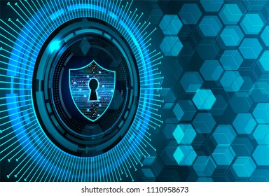 Safety concept, Closed Padlock on digital background, cyber security, Blue abstract hi speed internet technology background illustration. key vector