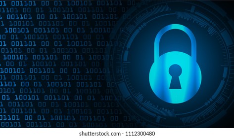Safety concept, Closed Padlock on digital background, cyber security, Blue abstract hi speed internet technology background illustration. key vector