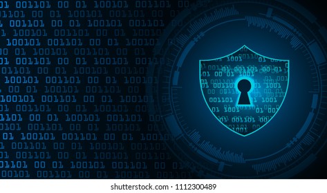 Safety concept, Closed Padlock on digital background, cyber security, Blue abstract hi speed internet technology background illustration. key vector