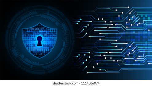 Safety concept, Closed Padlock on digital background, cyber security, Blue abstract hi speed internet technology background illustration. key vector