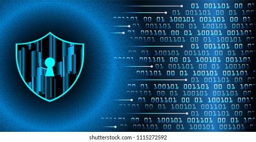 Safety concept, Closed Padlock on digital background, cyber security, Blue abstract hi speed internet technology background illustration. key vector