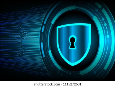 Safety concept, Closed Padlock on digital background, cyber security, Blue abstract hi speed internet technology background illustration. key vector