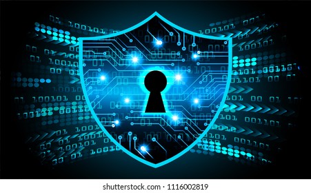 Safety concept, Closed Padlock on digital background, cyber security, Blue abstract hi speed internet technology background illustration. key vector
