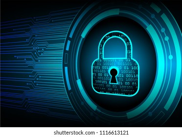 Safety concept, Closed Padlock on digital background, cyber security, Blue abstract hi speed internet technology background illustration. key vector