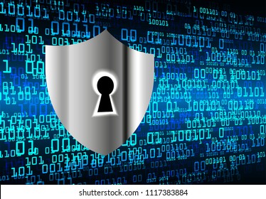 Safety concept, Closed Padlock on digital background, cyber security, Blue abstract hi speed internet technology background illustration. key vector