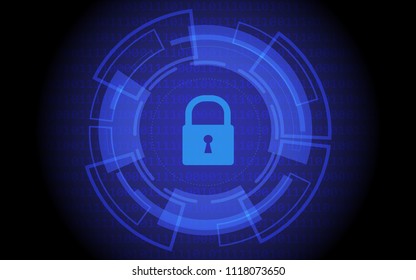 Safety concept, Closed Padlock on digital background, cyber security, illustration, vector illustration.