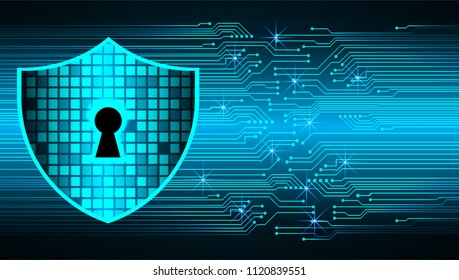 Safety concept, Closed Padlock on digital background, cyber security, Blue abstract hi speed internet technology background illustration. key vector