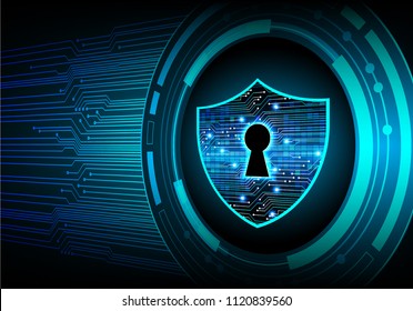 Safety concept, Closed Padlock on digital background, cyber security, Blue abstract hi speed internet technology background illustration. key vector