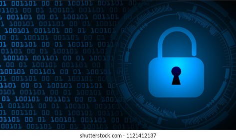 Safety concept, Closed Padlock on digital background, cyber security, Blue abstract hi speed internet technology background illustration. key vector