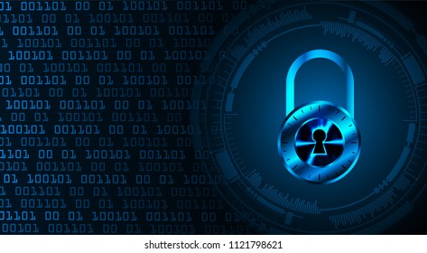 Safety concept, Closed Padlock on digital background, cyber security, Blue abstract hi speed internet technology background illustration. key vector