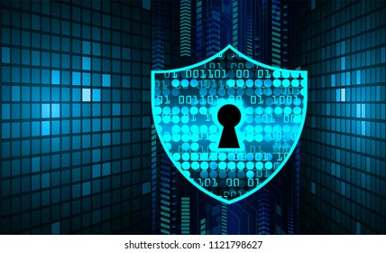 Safety concept, Closed Padlock on digital background, cyber security, Blue abstract hi speed internet technology background illustration. key vector