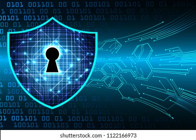 Safety concept, Closed Padlock on digital background, cyber security, Blue abstract hi speed internet technology background illustration. key vector