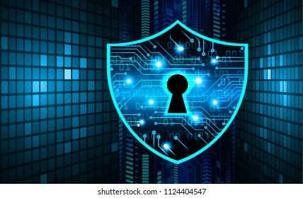 Safety concept, Closed Padlock on digital background, cyber security, Blue abstract hi speed internet technology background illustration. key vector