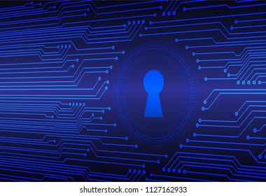 Safety concept, Closed Padlock on digital background, cyber security, Blue abstract hi speed internet technology background illustration. key vector