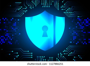 Safety concept, Closed Padlock on digital background, cyber security, Blue abstract hi speed internet technology background illustration. key vector