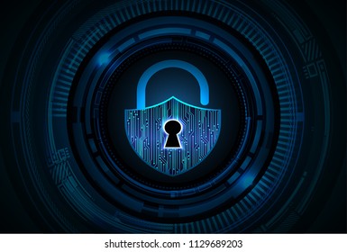 Safety concept, Closed Padlock on digital background, cyber security, Blue abstract hi speed internet technology background illustration. key vector
