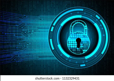 Safety concept, Closed Padlock on digital background, cyber security, Blue abstract hi speed internet technology background illustration. key vector
