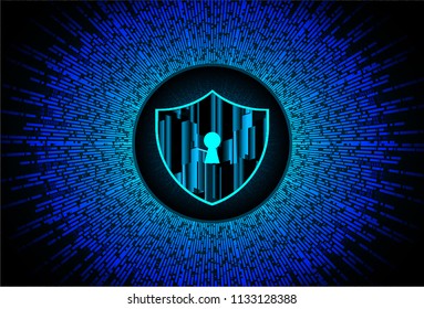 Safety concept, Closed Padlock on digital background, cyber security, Blue abstract hi speed internet technology background illustration. key vector